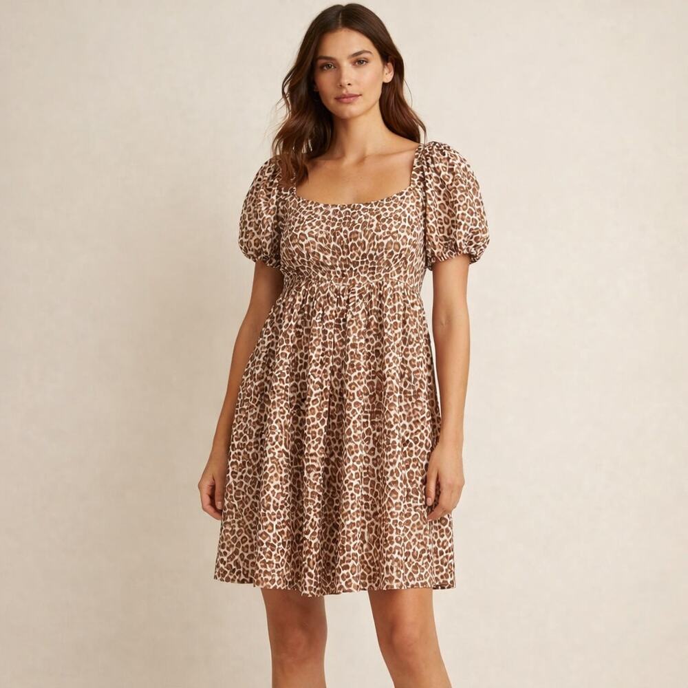 J.Crew Linen-cupro blend mini dress Leopard print Size 6 NWT